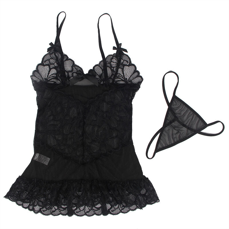 Babydoll Subblime – Renda Transparente e Detalhe de Laço (Black) L/XL - DIAMORA