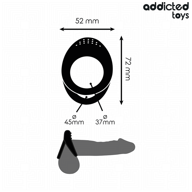 Anel Peniano Addicted Toys Dual Texture: Dispositivo ergonómico de retenção e suporte masculino em silicone premium preto. Diamora
