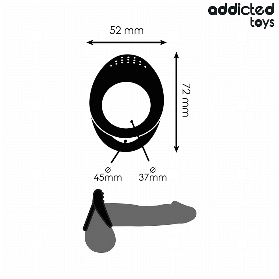 Anel Peniano Addicted Toys Dual Texture: Dispositivo ergonómico de retenção e suporte masculino em silicone premium preto. Diamora