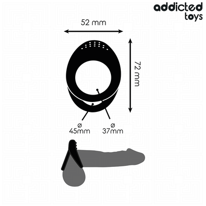 Anel Peniano Addicted Toys Dual Texture: Dispositivo ergonómico de retenção e suporte masculino em silicone premium preto. Diamora