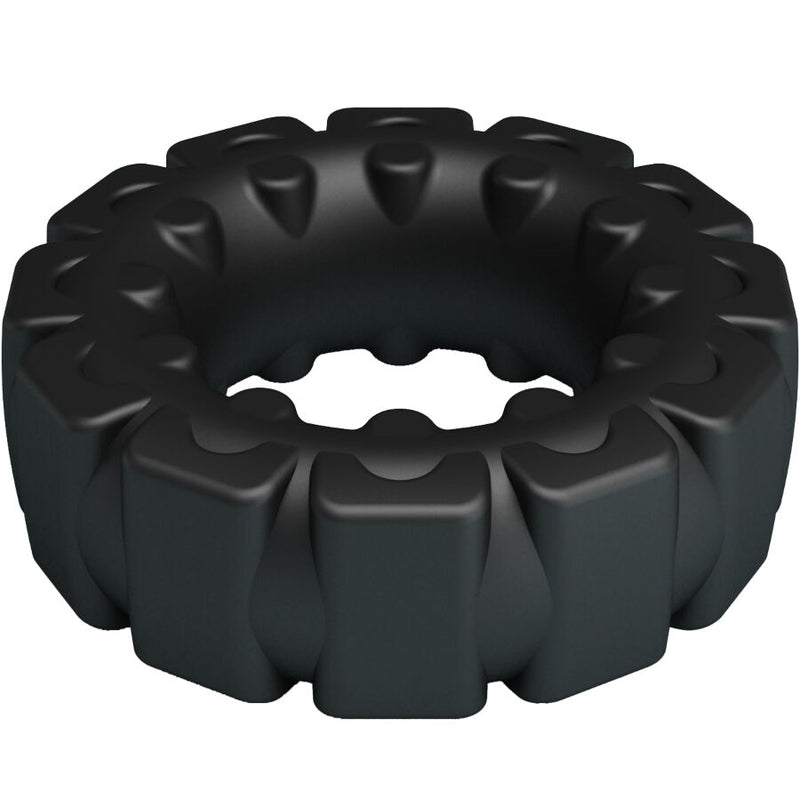 Anel Peniano Crazy Bull Laiden: Dispositivo ergonómico de retenção vascular em silicone premium preto com design de banda estreita. Diamora