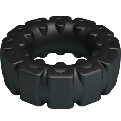 Anel Peniano Crazy Bull Laiden: Dispositivo ergonómico de retenção vascular em silicone premium preto com design de banda estreita. Diamora