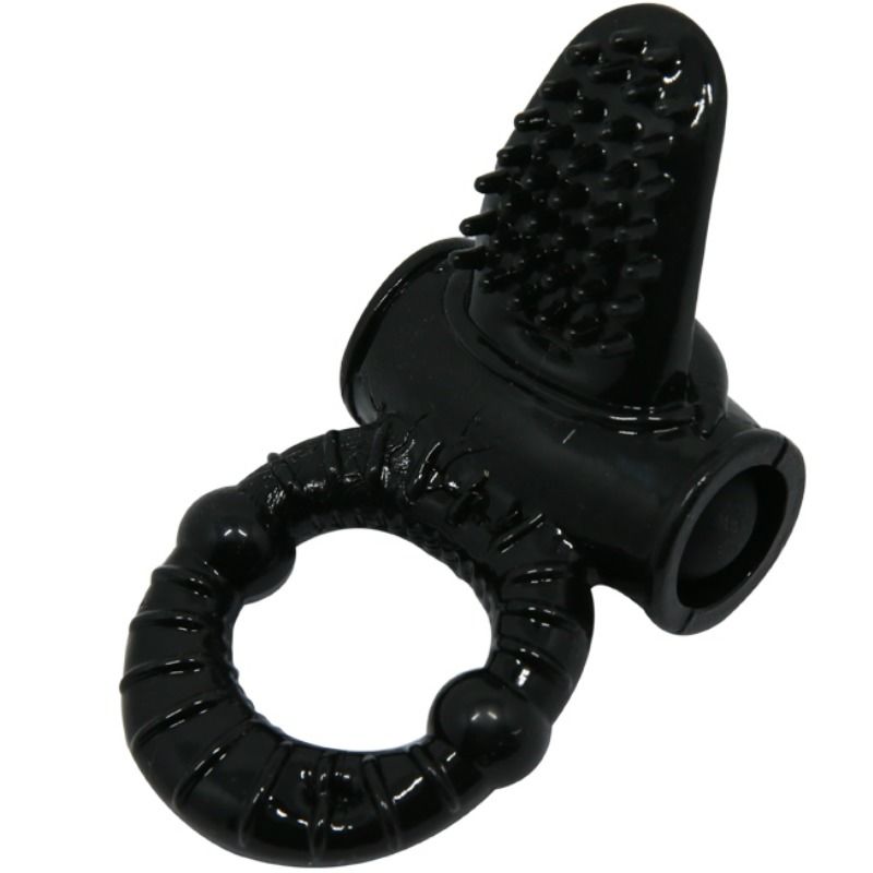Anel Peniano Vibratório Baile Sweet Ring: Estimulador de casal em silicone elástico preto com design superior de coelho texturado. Diamora