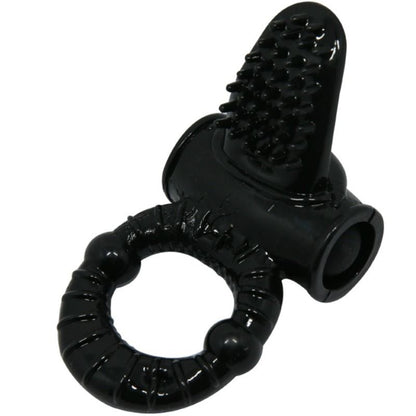 Anel Peniano Vibratório Baile Sweet Ring: Estimulador de casal em silicone elástico preto com design superior de coelho texturado. Diamora