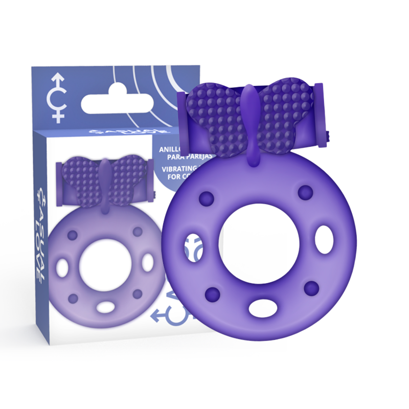 Anel Peniano Vibratório Casual Love: Estimulador de casal em silicone elástico lilás com micro-bala integrada.