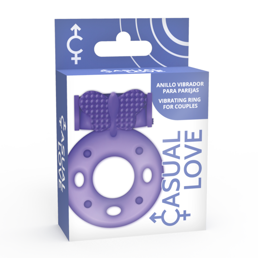 Anel Peniano Vibratório Casual Love: Estimulador de casal em silicone elástico lilás com micro-bala integrada.Diamora