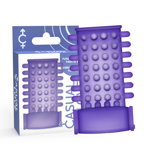 Anel Peniano Vibratório Casual Love: Estimulador de casal em silicone flexível lilás com capa texturizada superior.