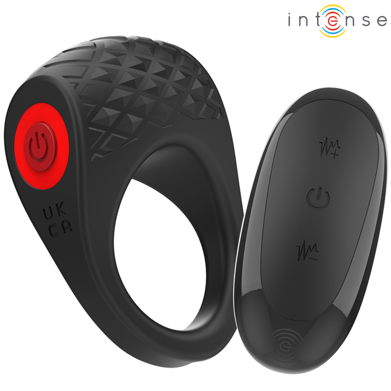 Anel Peniano Vibratório Intense Clover: Estimulador de casal em silicone premium preto com design de aba superior texturizada.