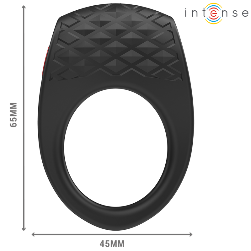 Anel Peniano Vibratório Intense Clover: Estimulador de casal em silicone premium preto com design de aba superior texturizada. Diamora