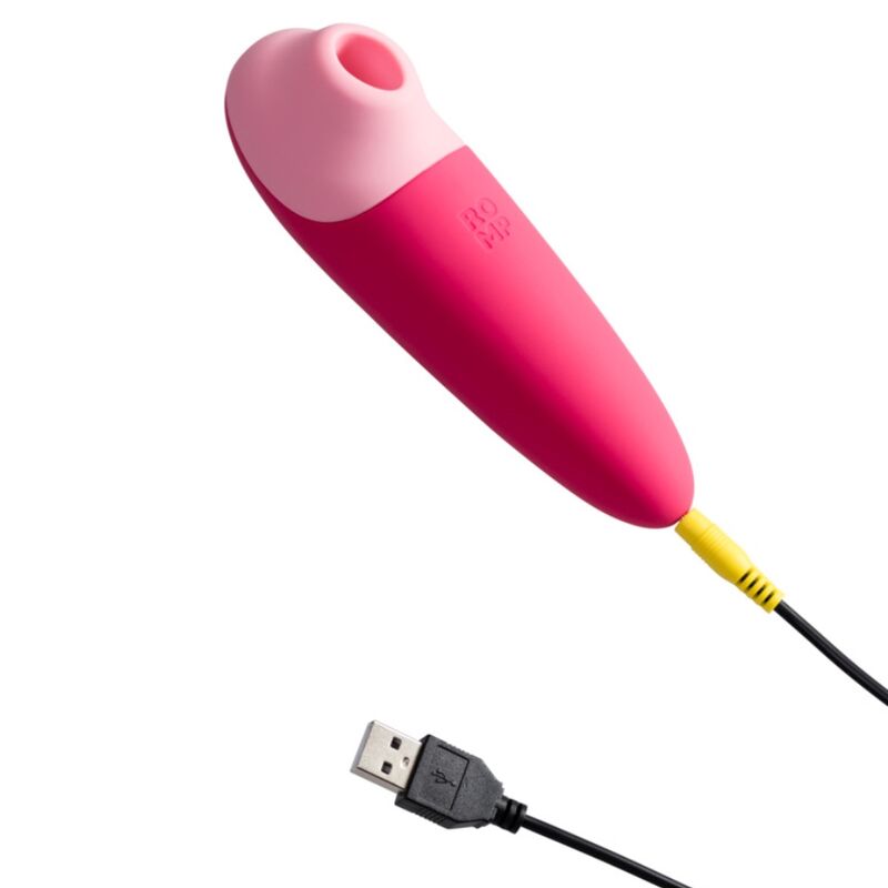 Aparelho de Sucção Clitoridiana ROMP Shine X: Sugador premium por pulsação de ar na cor rosa, exibido em ângulo minimalista e moderno. Diamora