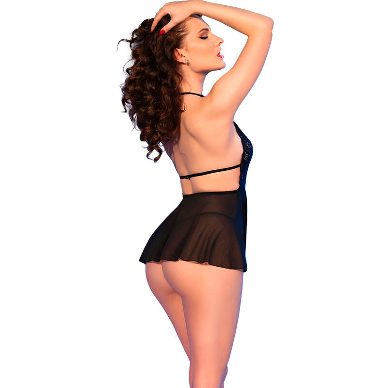 Babydoll e Tanga Preto Chilirose CR-4720: Lingerie Elegante  | Diamora