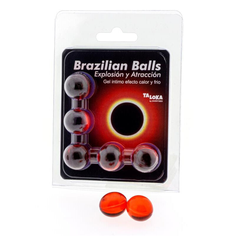 Conjunto Taloka DIAMORA com 5 bolas brasileiras de gel, efeito dual calor e frio para massagens relaxantes.