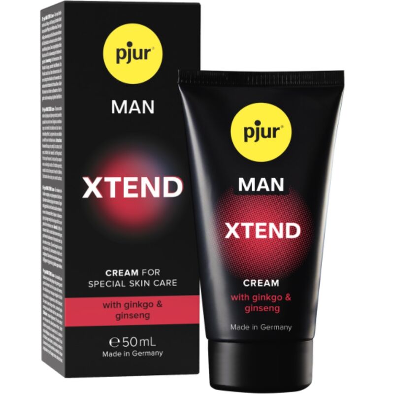Creme de Massagem Masculino pjur Man XTEND: Embalagem premium de 50 ml exibida na vertical com um design sóbrio, elegante e minimalista.