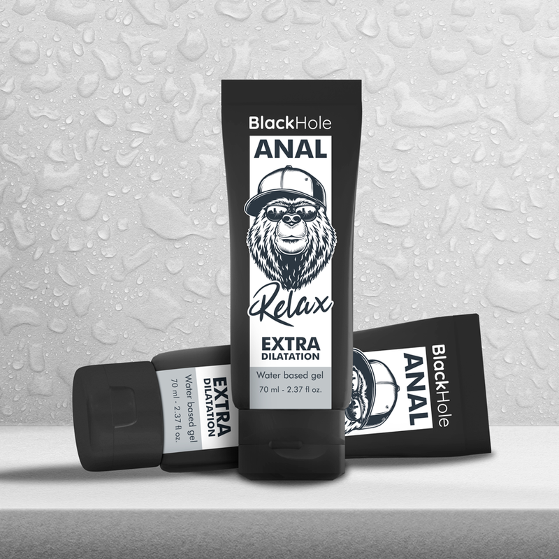 Embalagem comercial de 70 ml do gel anal Black Hole.
