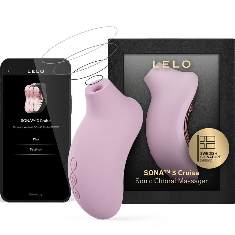 LELO Sona 3 Cruise Estimulador Sónico Rosa Claro: Fotografia de estúdio premium com iluminação minimalista e sofisticada, focando no estimulador clitoriano Sona 3 Cruise em tom rosa claro mate.