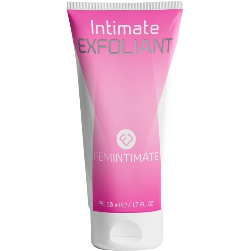 Limpador Esfoliante Íntimo Femintimate: Vista frontal do frasco sofisticado de 50 ml com embalagem em tons brancos e detalhes clean, comunicando um produto de alta cosmética ginecológica e rigor clínico.