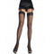 Leg Avenue – Meias de Rede Pequena com Acabamento em Renda Floral (Preto)