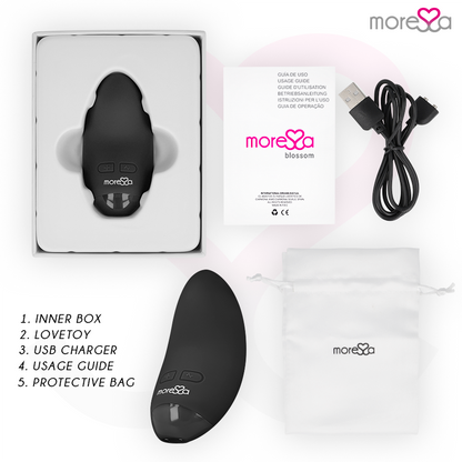 Moressa Blossom Preto: Design floral ergonómico para estimulação simultânea interna e externa. Diamora