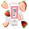 Saqueta de Lubrificante AQUA Travel Creme de Morango: Embalagem plana de 6 ml com design moderno e sofisticado, destacando a ilustração de morangos com creme e a indicação de base aquosa.