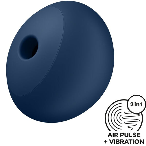 Satisfyer Air Power 4 Estimulador Azul: Fotografia editorial premium focando no dispositivo, destacando a sua robustez ergonómica e o elegante tom azul.