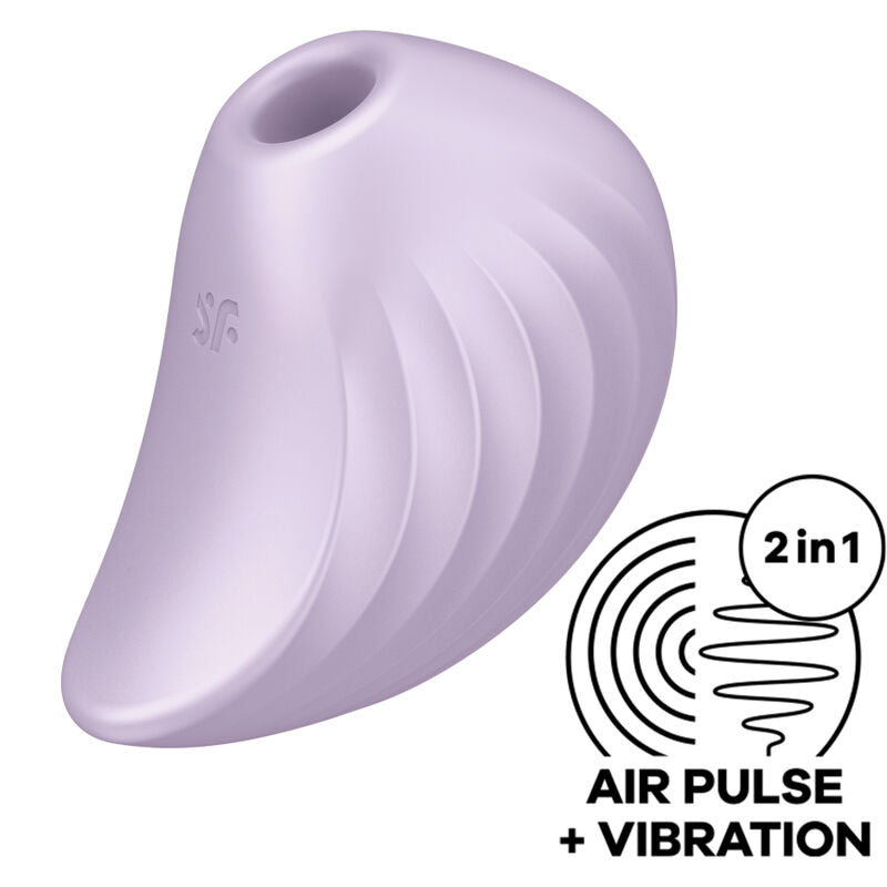 Satisfyer Pearl Diver Estimulador: Fotografia editorial premium com iluminação sofisticada, destacando o design em formato de pérola e a cor violeta.