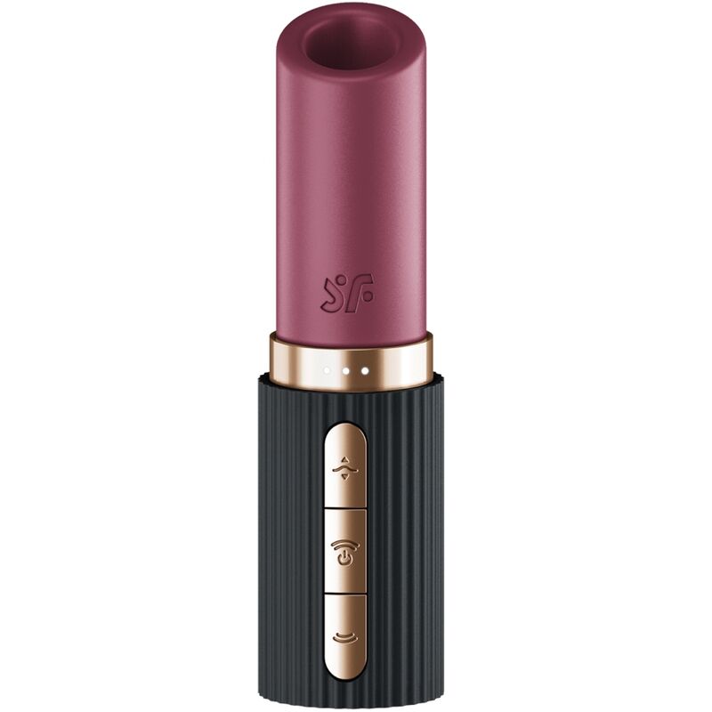 Satisfyer Pro 2 Kiss Wave Garnet/Preto: Fotografia editorial de luxo com iluminação dramática, focando no contraste entre o tom granada e o preto mate, destacando a icónica silhueta do Pro 2.