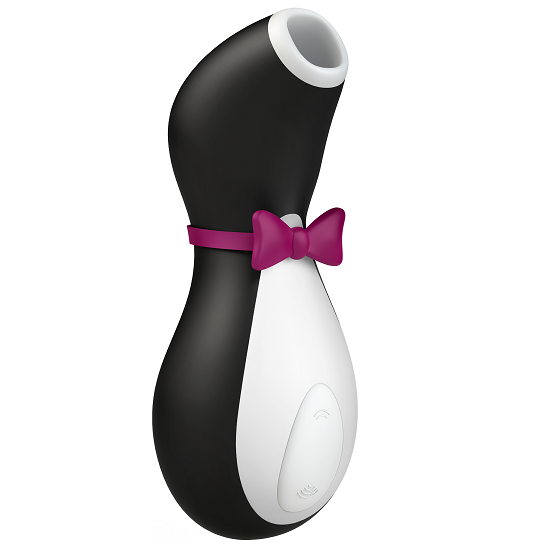 Satisfyer Pro Penguin Next Gen: Fotografia editorial premium com iluminação suave, destacando a silhueta icónica do Pinguim e o seu toque aveludado.