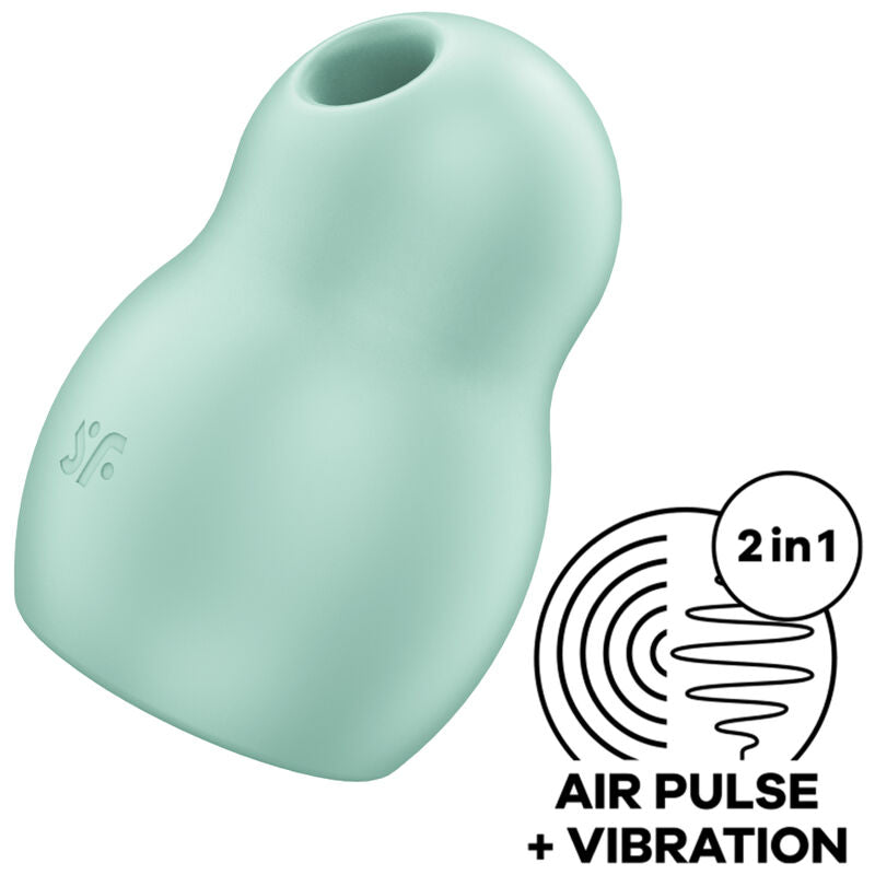 Satisfyer Pro To Go 1 Portátil Verde: Fotografia editorial premium focando no dispositivo, destacando o seu design compacto e o acabamento em verde elegante.