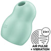 Satisfyer Pro To Go 1 Portátil Verde: Fotografia editorial premium focando no dispositivo, destacando o seu design compacto e o acabamento em verde elegante.