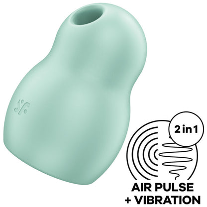 Satisfyer Pro To Go 1 Portátil Verde: Fotografia editorial premium focando no dispositivo, destacando o seu design compacto e o acabamento em verde elegante.