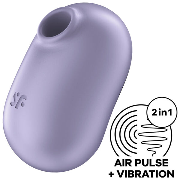 Satisfyer Pro To Go 2 Portátil Violeta: Fotografia editorial premium focando no dispositivo com a tampa parcialmente aberta, realçando o seu design elegante e compacto.