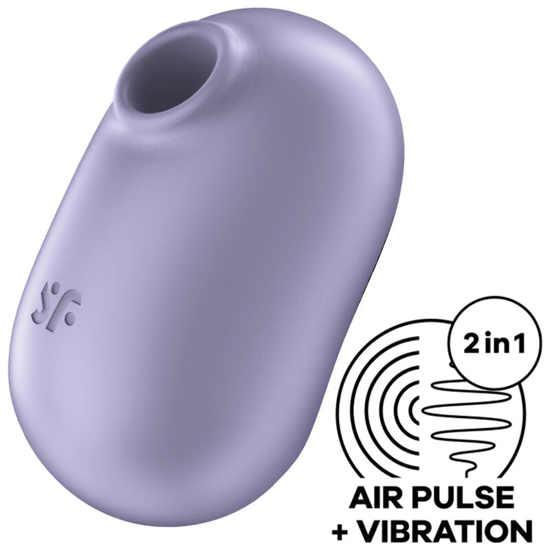 Satisfyer Pro To Go 2 Portátil Violeta: Fotografia editorial premium focando no dispositivo com a tampa parcialmente aberta, realçando o seu design elegante e compacto.