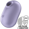 Satisfyer Pro To Go 2 Portátil Violeta: Fotografia editorial premium focando no dispositivo com a tampa parcialmente aberta, realçando o seu design elegante e compacto.