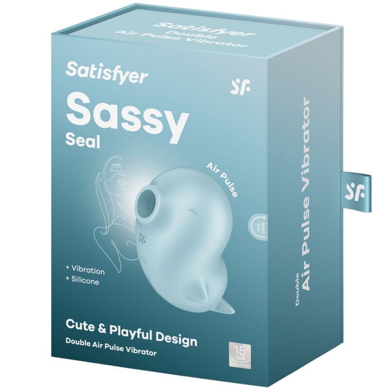 Satisfyer Sassy Seal Estimulador: Fotografia editorial premium com iluminação luminosa, focando no design lúdico