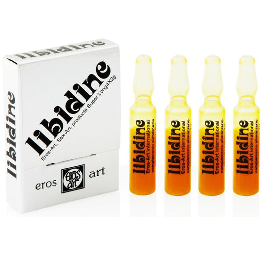 Suplemento Natural ErosArt Libidina: Vista frontal da embalagem e do blister com as 4 cápsulas, exibindo um design discreto, elegante e minimalista que garante total privacidade.