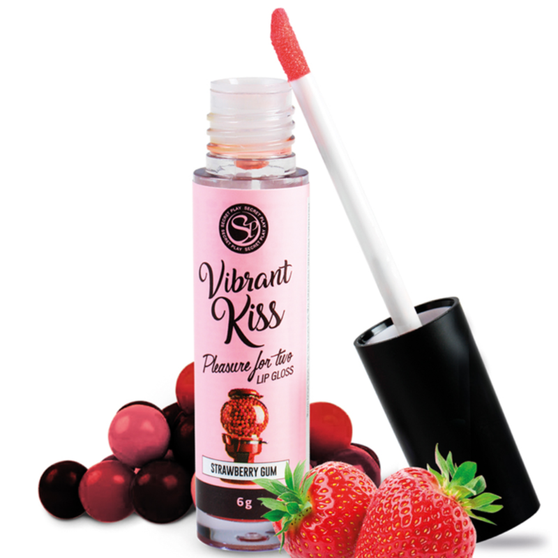 VIBRANT KISS Pastilha de Morango: Lip Gloss Vibratório e Doce | Diamora