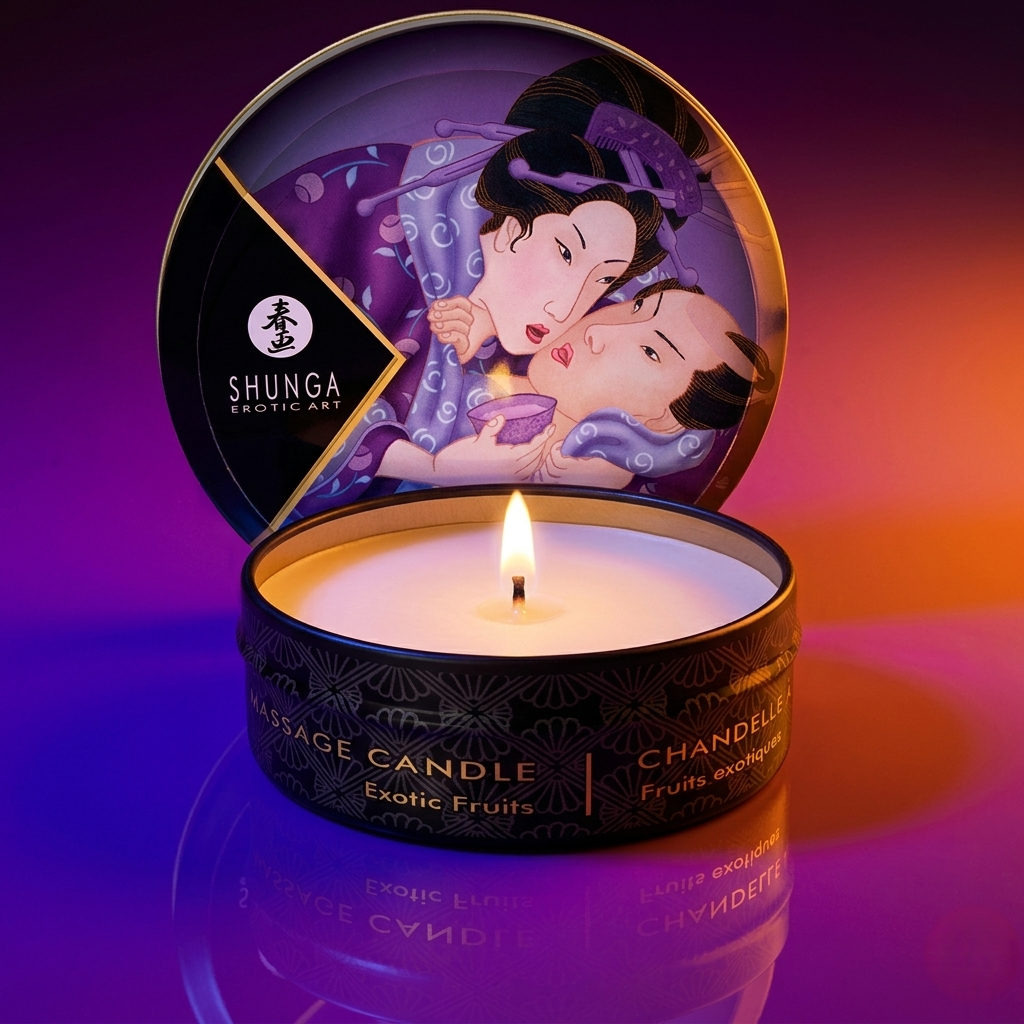 Vela de Massagem Shunga: O encontro perfeito entre a chama da paixão e a suavidade do óleo.