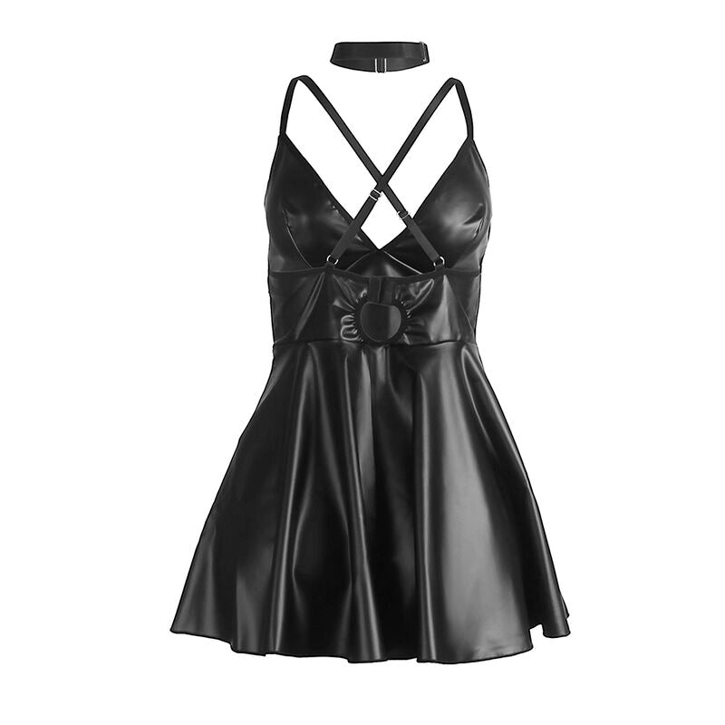 Vestido Subblime Black Leather: O poder do couro sintético com um brilho wet look sofisticado. Diamora