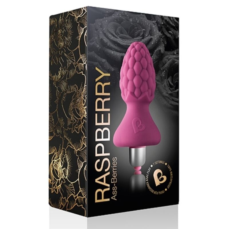 Diamora Assberries Framboesa anal plug, pink silicone sex toy with textured surface for enhanced pleasure, from Rocks Off collection.