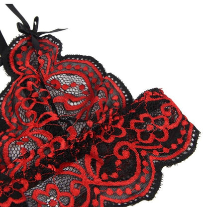 Conjunto de Lingerie Subblime – Renda e Bordado Premium (Red & Black) - DIAMORA