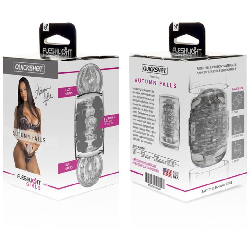 Fleshlight Quickshot Autumn Falls: Fotografia editorial premium focando design compacto e funcional.