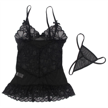 Babydoll Subblime – Renda Transparente e Detalhe de Laço (Black) L/XL - DIAMORA