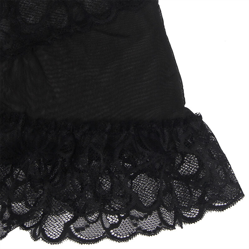 Babydoll Subblime – Renda Transparente e Detalhe de Laço (Black) L/XL - DIAMORA