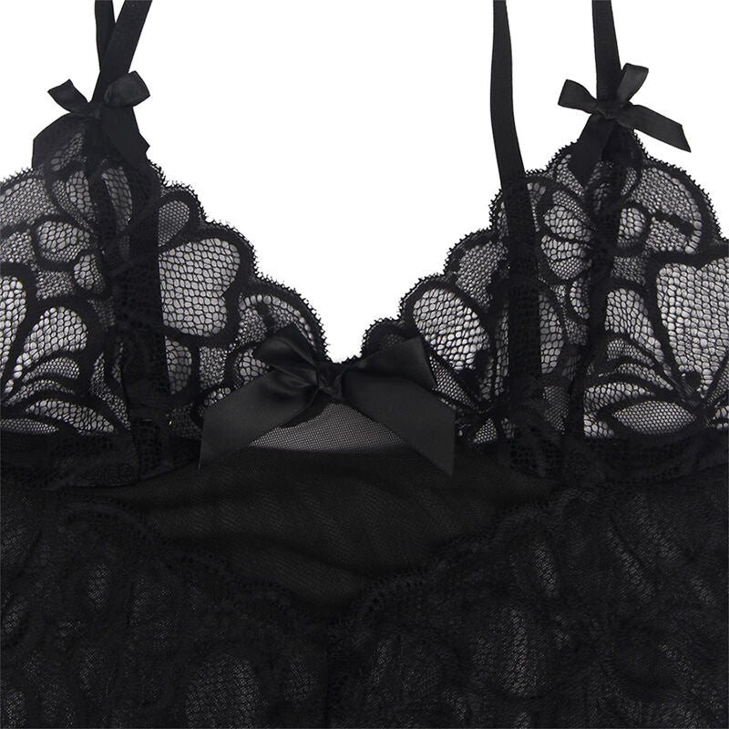 Babydoll Subblime – Renda Transparente e Detalhe de Laço (Black) L/XL - DIAMORA