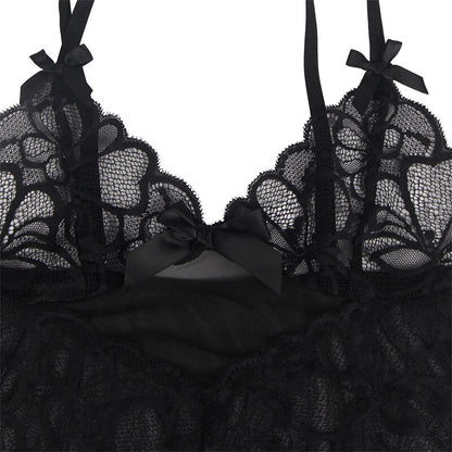 Babydoll Subblime – Renda Transparente e Detalhe de Laço (Black) L/XL - DIAMORA