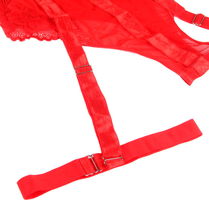Subblime Teddy – Body de Renda Erótico com Cinta-Ligas e Detalhe no Busto (Vermelho)