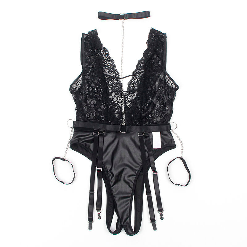 Subblime Body Sexy com Cinta-liga (Preto) – S/M - DIAMORA