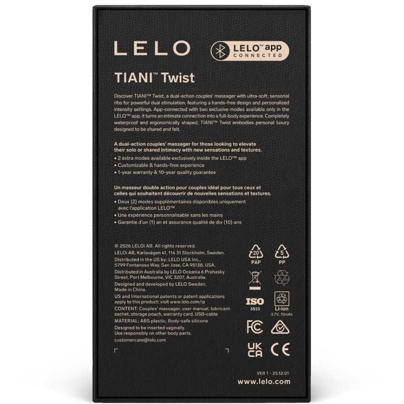 LELO Tiani Twist – Vibrador para Casais Flexível de Silicone Médico com Memória de Forma, 8 Padrões de Vibração e Recarregável (Lavanda)